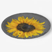 Herz Sonnenblumen und Ladybug auf Gingham Pappteller (Schrägansicht)