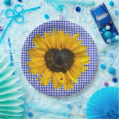Herz Sonnenblumen und Ladybug auf Gingham Pappteller (Party)