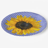 Herz Sonnenblumen und Ladybug auf Gingham Pappteller (Schrägansicht)