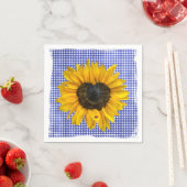 Herz Sonnenblumen und Ladybug auf Gingham Serviette (Beispiel)