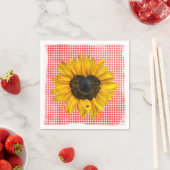 Herz Sonnenblumen und Ladybug auf Gingham Serviette (Beispiel)