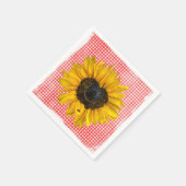Herz Sonnenblumen und Ladybug auf Gingham Serviette (Ecke)