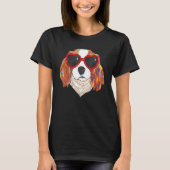 Herz Sonnenbrille Liebe Niedlicher Hund Cavalier K T-Shirt (Vorderseite)