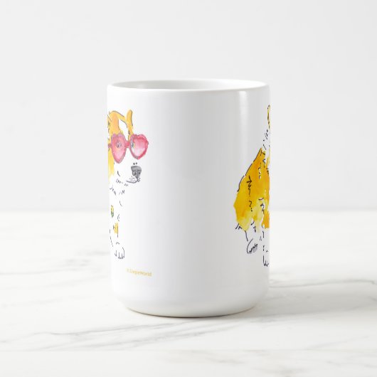 Herz-Sonnenbrillencorgi-Tasse Kaffeetasse (Mittel)