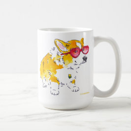 Herz-Sonnenbrillencorgi-Tasse Kaffeetasse