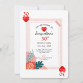 Herz Spielkarte 30. Geburtstag Party Einladung (Vorderseite)