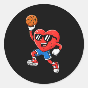 Herz spielt Basketball Valentinstag für jugendlich Runder Aufkleber