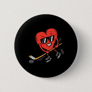 Herz spielt Eishockey Valentinstag Liebe Sport Button