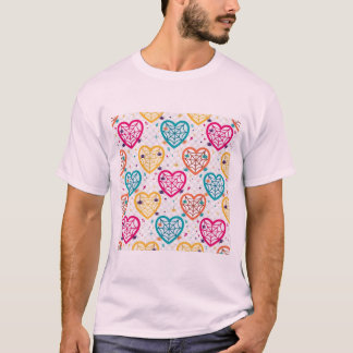 Herz Spinnennetz Farbige Halloween-Muster T-Shirt