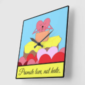 Herz spricht über Liebe: Quadratische Wanduhr (Winkel)