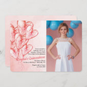 Herz steigt Quinceañera im Ballon auf Einladung (Vorne/Hinten)