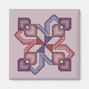 Herz-Steppdecken-Quadratkreuz-Stichmuster Magnet