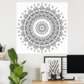 Herz Stern Mandala Malvorlage Intricates Design Poster (Heimbüro)
