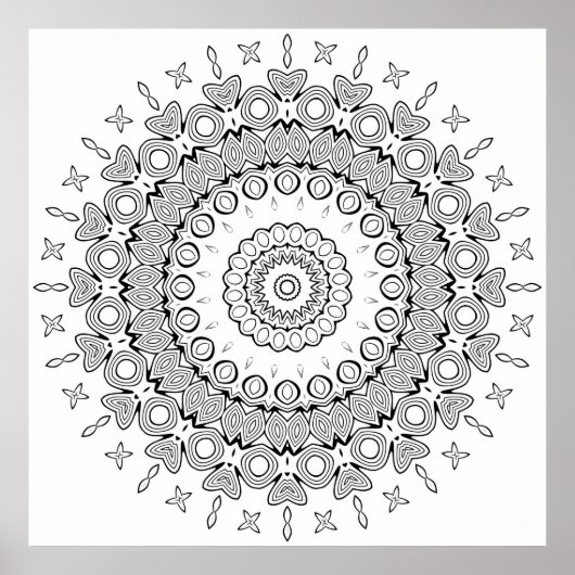 Herz Stern Mandala Malvorlage Intricates Design Poster (Vorne)