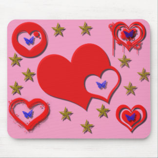 Herz, Sterne, Schmetterlingsmousepad Mousepad