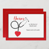 Herz Stethoscope Dankeschön Karte (Vorne/Hinten)