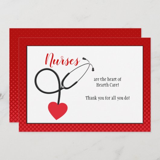 Herz Stethoscope Dankeschön Karte (Vorne/Hinten)