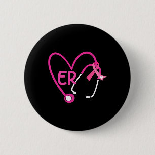 Herz Stethoscope Pink Ribbon Brustkrebs Er Nur Button