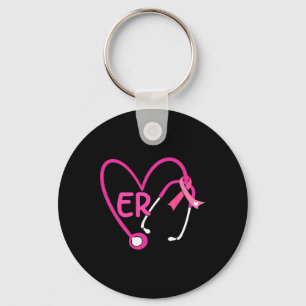 Herz Stethoscope Pink Ribbon Brustkrebs Er Nur Schlüsselanhänger