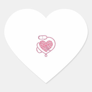 Herz Stethoskop Medizin Liebe Vektor-Shirt-Design Herz-Aufkleber