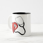Herz-Stethoskop Personalisierte Krankenschwester M Zweifarbige Tasse (Vorderseite Links)