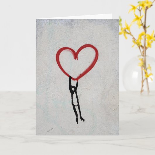 HERZ & STICK MAN GRAFFITI WURDE ART KARTE (Gelbe Blume)