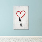 HERZ & STICK MAN GRAFFITI WURDE ART LEINWANDDRUCK (Insitu (Holzboden))