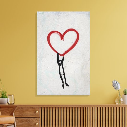 HERZ & STICK MAN GRAFFITI WURDE ART LEINWANDDRUCK (Insitu (Wohnzimmer))