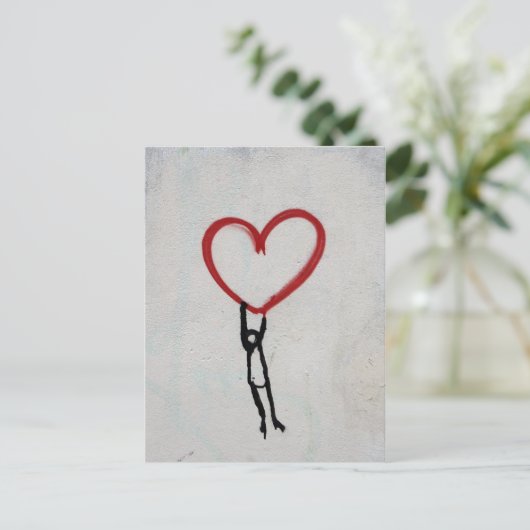 HERZ & STICK MAN GRAFFITI WURDE ART POSTKARTE (Stehend Vorderseite)