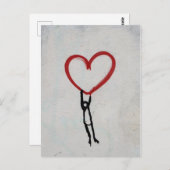 HERZ & STICK MAN GRAFFITI WURDE ART POSTKARTE (Vorne/Hinten)