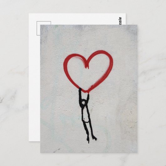 HERZ & STICK MAN GRAFFITI WURDE ART POSTKARTE (Vorne/Hinten)