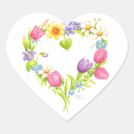 Herz Sticker Frühlingsblumen