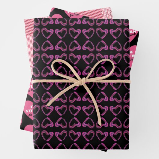 Herz, Streifen und Umschlagpapier Geschenkpapier Set (Beispiel)