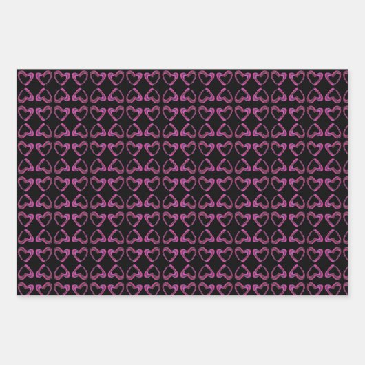 Herz, Streifen und Umschlagpapier Geschenkpapier Set (Vorderseite)