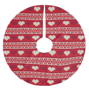 Herz strickt nahtloses Muster 1 + Ihre Ideen Polyester Weihnachtsbaumdecke