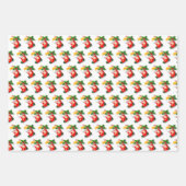 Herz, Strumpf und Weihnachts-Elf auf Rot Geschenkpapier Set (Vorderseite 2)