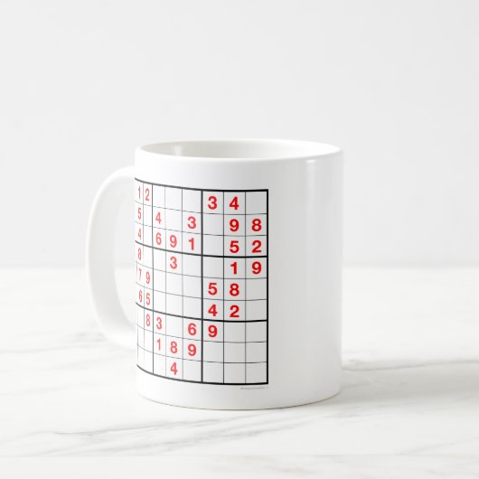 Herz Sudoku mit herunterladbarem Puzzle Kaffeetasse (Vorderseite Links)