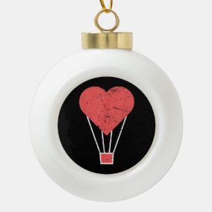 Herz Süßer Heißluftballon Keramik Kugel-Ornament