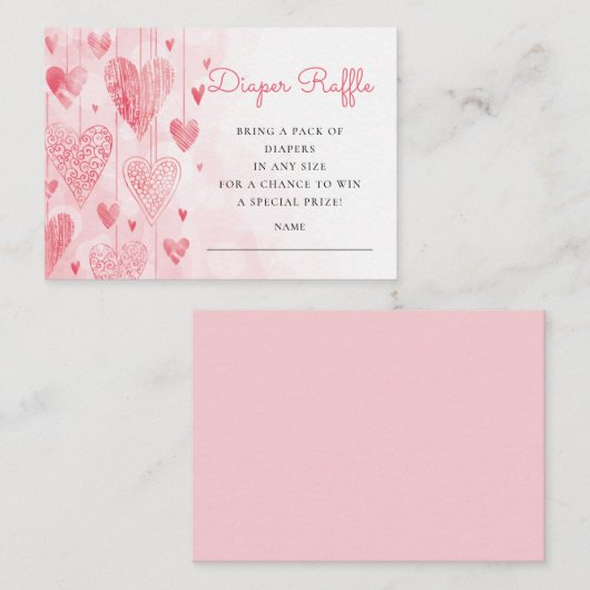 Herz Sweetheart Baby Diaper Raffle Begleitkarte (Vorne/Hinten)
