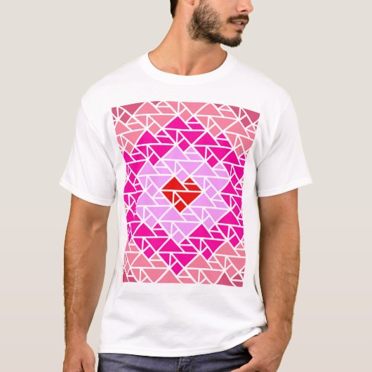 Herz-Tangram-Muster T-Shirt (Vorderseite)