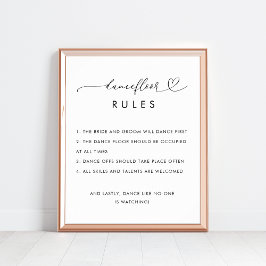 Herz-Tanz-Floor-Regeln Minimalistische Hochzeitssy Poster