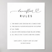 Herz-Tanz-Floor-Regeln Minimalistische Hochzeitssy Poster (Vorne)