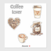 Herz-Tassen für Creme-Kaffee Aufkleber (Blatt)