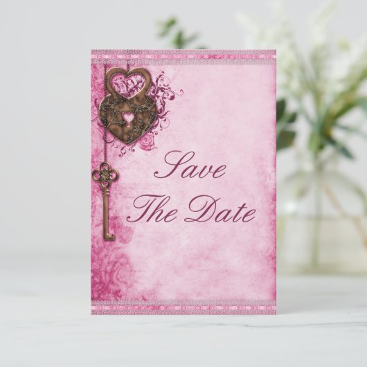 Herz-Taste & Knopfdruck Hochzeit speichern das Dat Save The Date (Stehend Vorderseite)