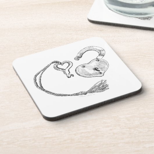 Herz-Taste & Taste Getränkeuntersetzer (Linke Seite)