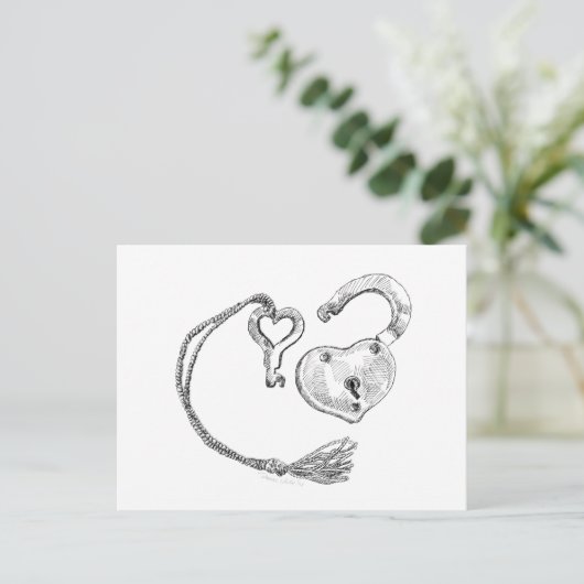 Herz-Taste & Taste Postkarte (Stehend Vorderseite)