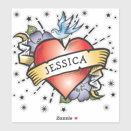 Herz Tattoo Aufkleber (Blatt)