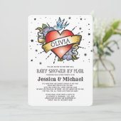 Herz Tattoo Kinderdusche per Post Einladung (Stehend Vorderseite)