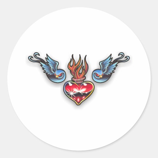 Herz Tattoo Runder Aufkleber (Vorderseite)