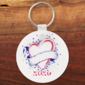 Herz Tattoo Xoxo mit Band Banner Schlüsselanhänger (Vorderseite)